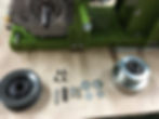 different components of the Yardbeast 2090 wood chipper shredder such as the centrifugal clutch and the taper hub pulley with fasteners