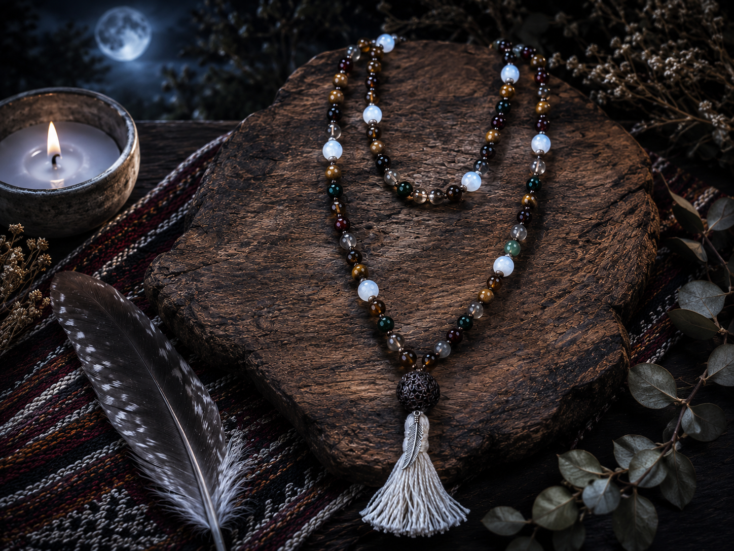 MOONLIT PATH "Medicine bead strand for Intuition, reflection and new beginnings