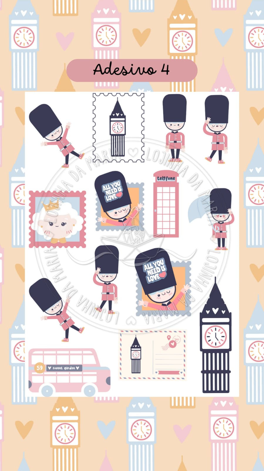 Miniatura: Coleção de Adesivos Eu Amo Londres