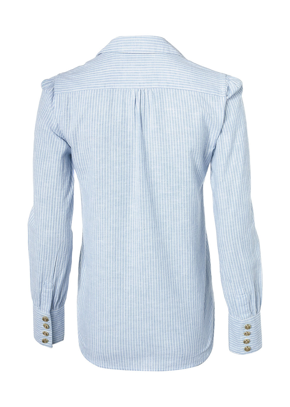 Thumbnail: Classic V-Neck Blouse - Azure Stripe