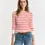 Thumbnail: Stretch Cotton Cable Stripe C-Neck (Orange Red)