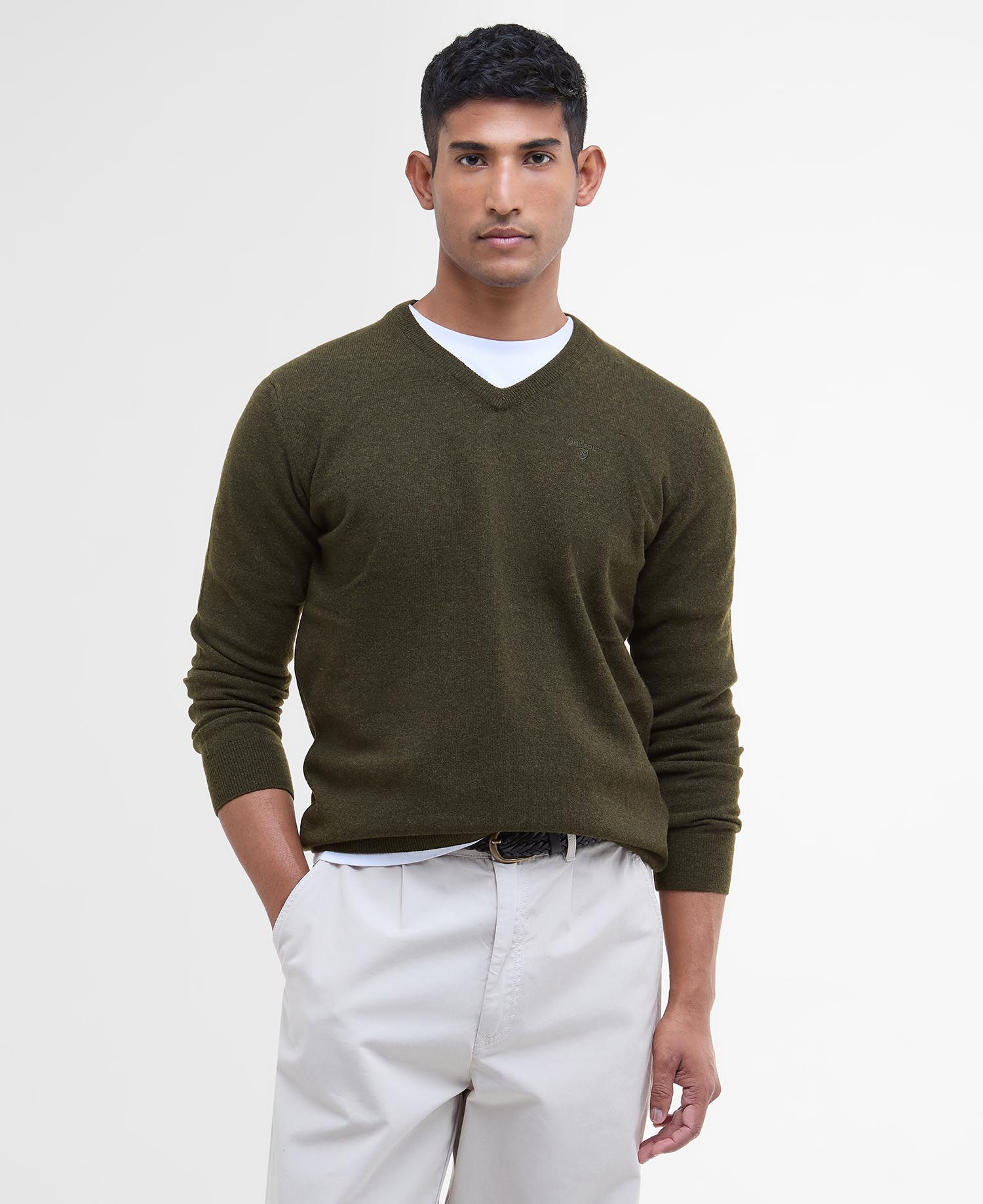 Essential Lambswool V-Neck Sweater - Seaweed