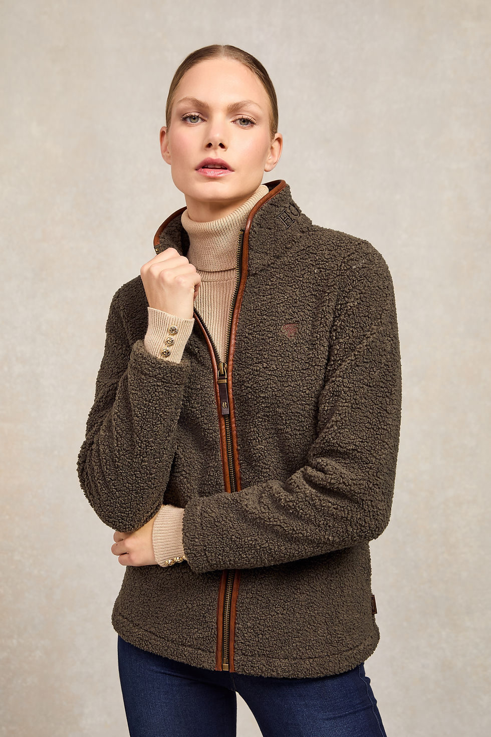 Thumbnail: Country Fleece Jacket - Khaki Borg