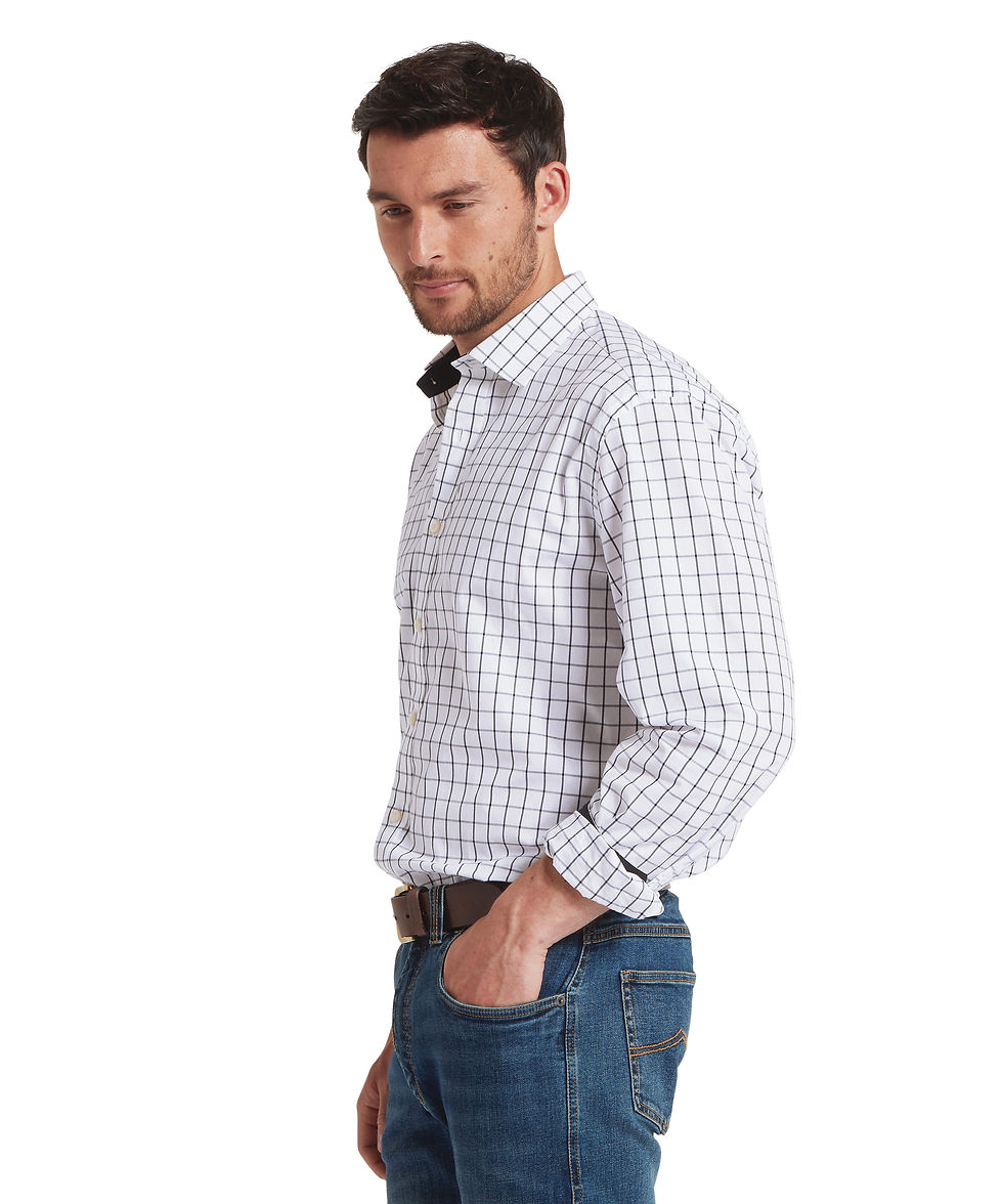 Thumbnail: Halesworth Tailored Shirt - Burgundy Check