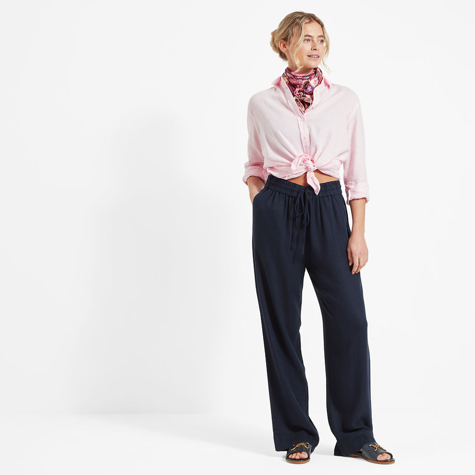 Thumbnail: Daphne Linen Trousers - Navy