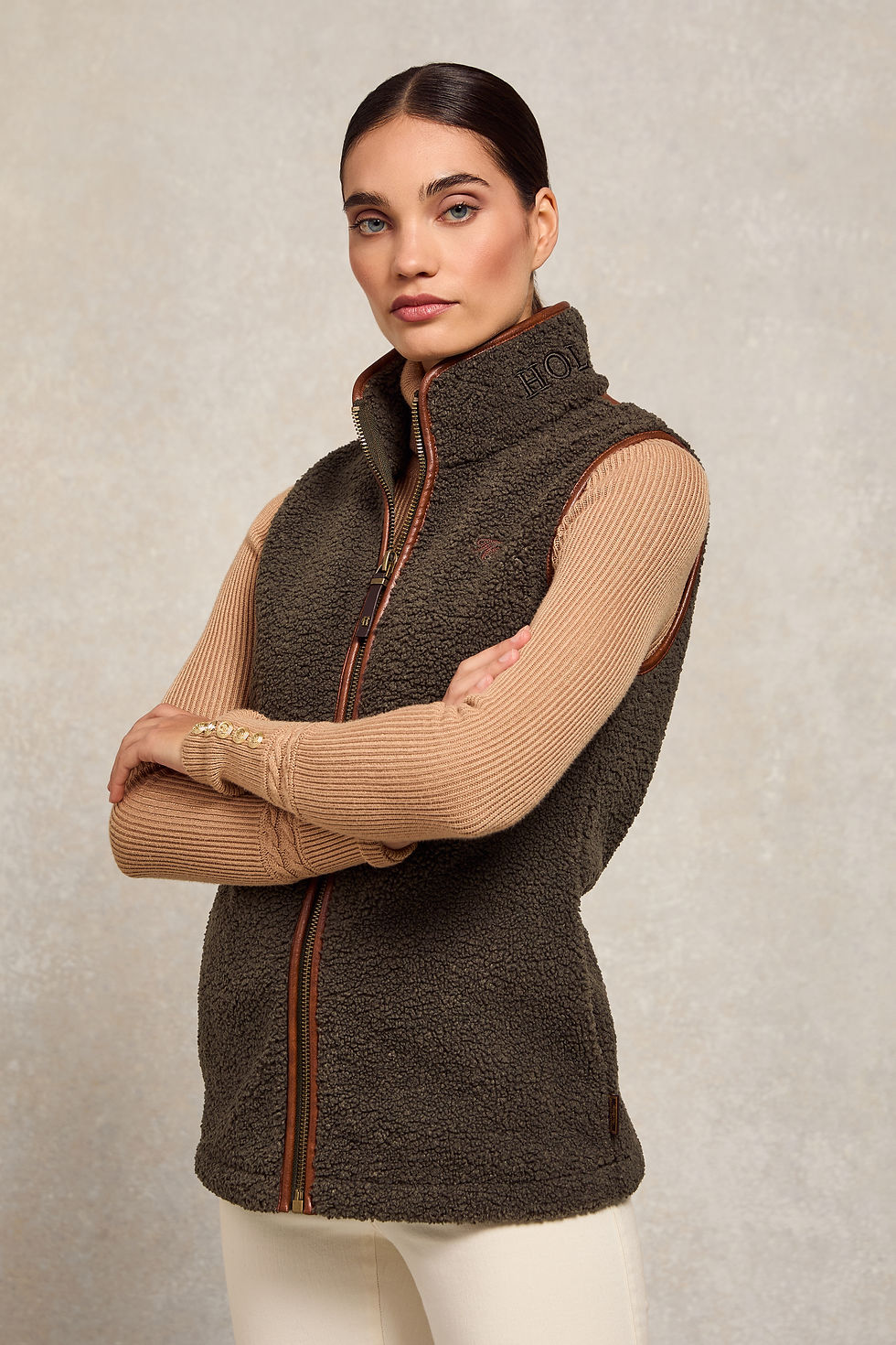 Thumbnail: Country Fleece Gilet - (Khaki Borg)