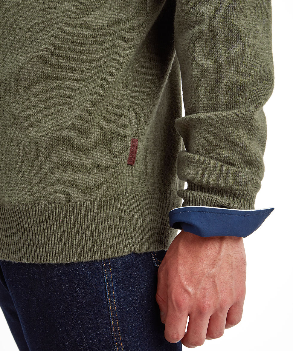 Thumbnail: Lewis Lambswool V-Neck Jumper - Woodland