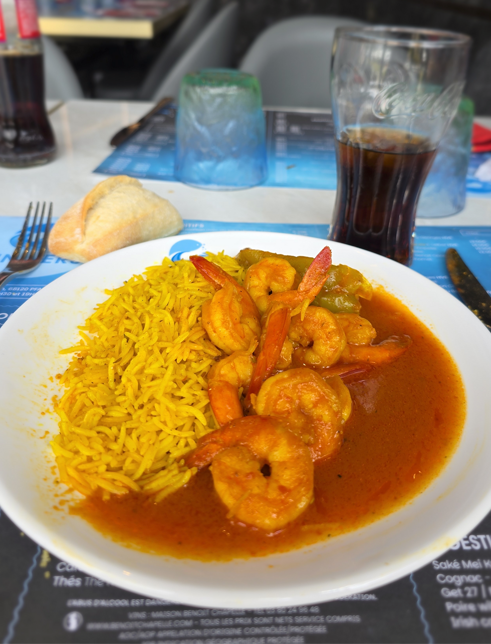 Crevettes curry / tikka masala et riz biryani