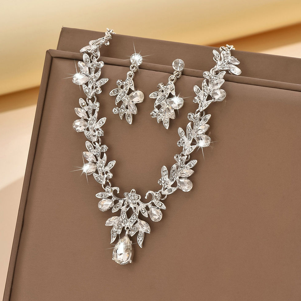 Thumbnail: 3pcs New Fashion Necklace Sets for Women Waterdrop Collar Choker Necklace Earrin