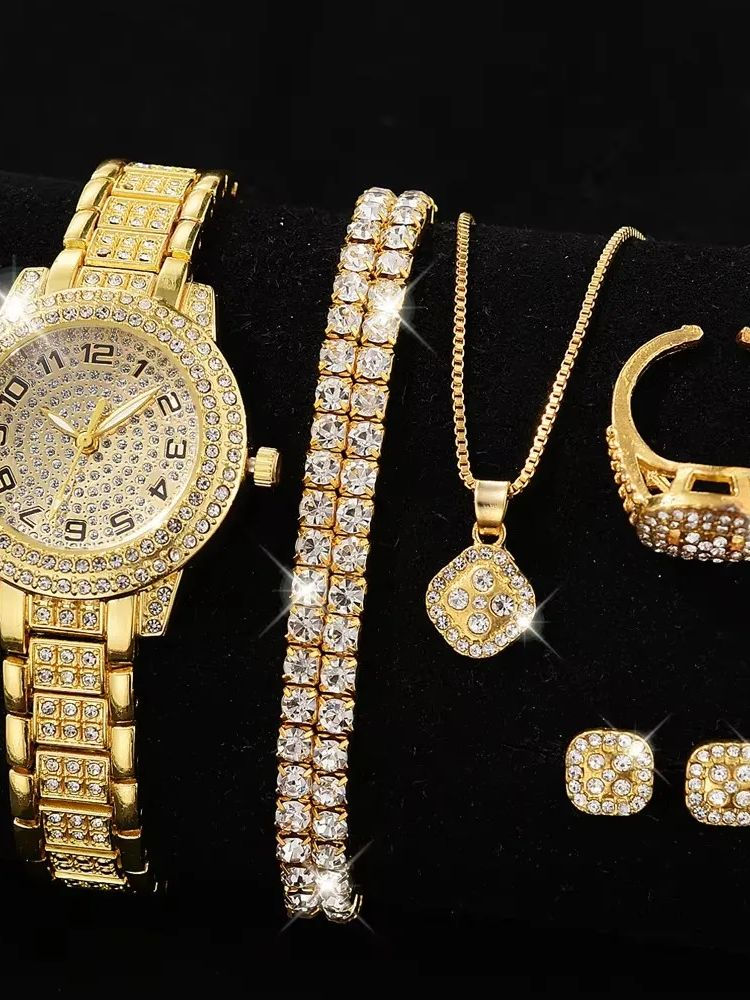 Thumbnail: Luxury Women Gold Watch Fashion Ladies Quartz Diamond Wristwatch Elegant Female 