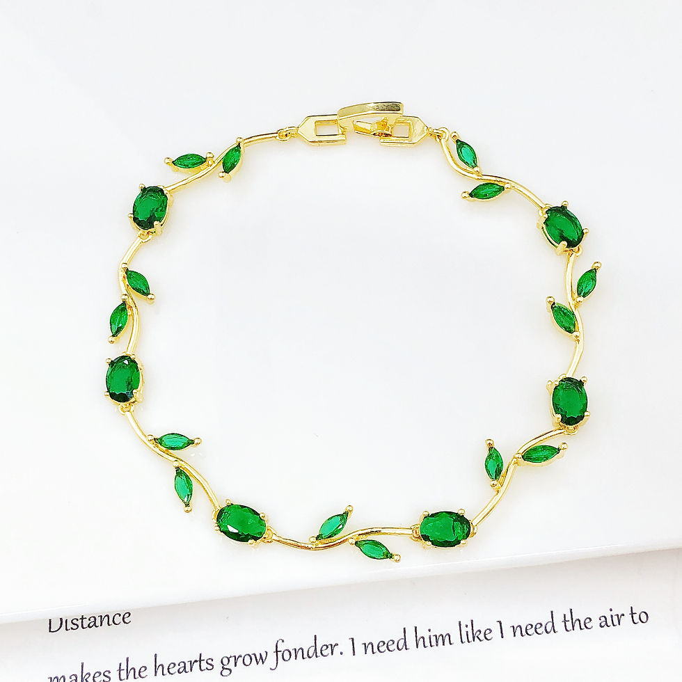 Thumbnail: Trendy Charm Crystal Leaf Vine Flower Rhinestone Bracelet Necklace Jewelry Sets 