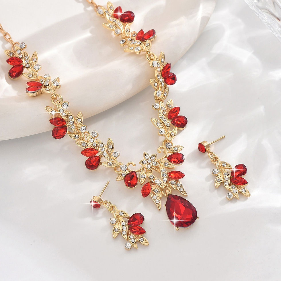 Thumbnail: 3pcs New Fashion Necklace Sets for Women Waterdrop Collar Choker Necklace Earrin