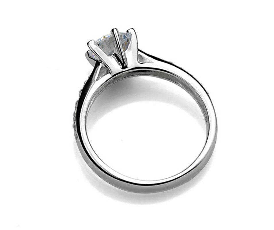 Thumbnail: Luxury 925 Sterling Silver Classic Ring for Women Six claw jewelry simple 70ct d