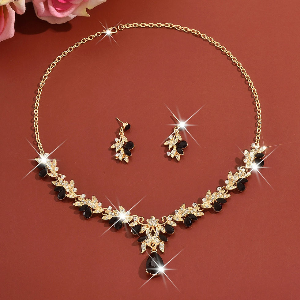 Thumbnail: 3pcs New Fashion Necklace Sets for Women Waterdrop Collar Choker Necklace Earrin