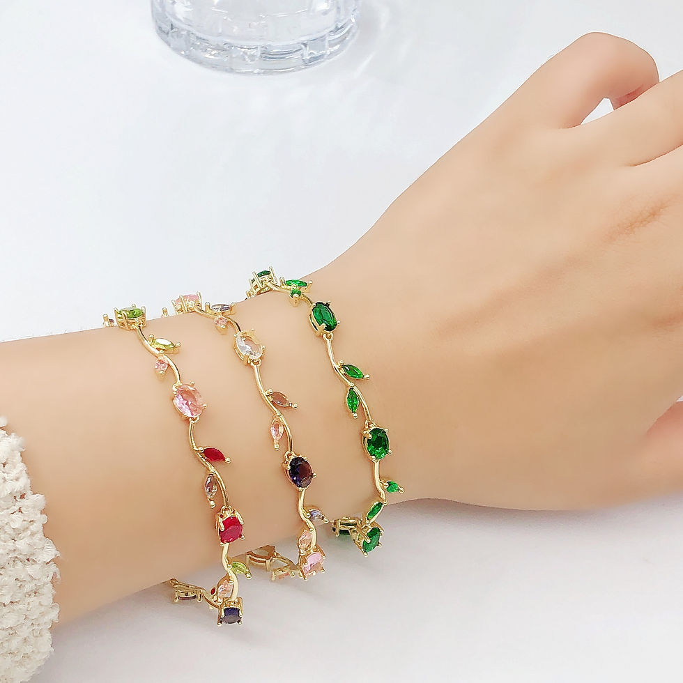 Thumbnail: Trendy Charm Crystal Leaf Vine Flower Rhinestone Bracelet Necklace Jewelry Sets 
