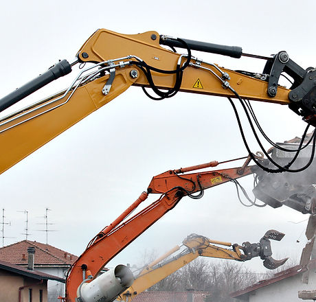 tractor destroying building