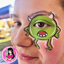 Monster eye face painting at birthday party in Luling, LA.