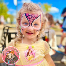 Spider girl face paint for Halloween event in Bedico, LA.
