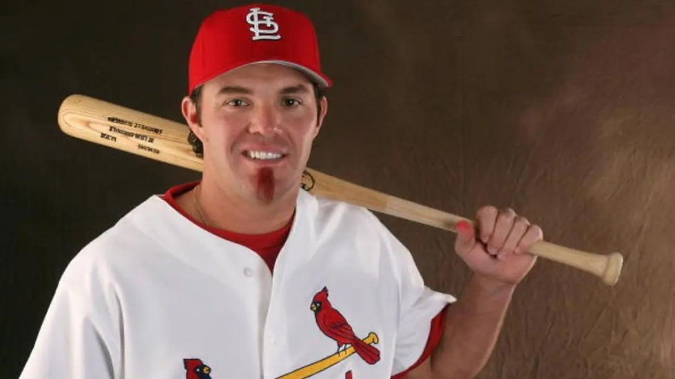 Scott Spiezio with the St. Louis Cardinals with his red soul patch.