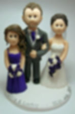 Wedding Cake Topper with Bridesmaid in Purple Dress