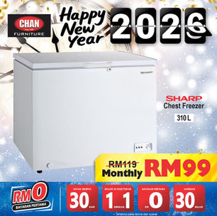 ❄️ Kesegaran Terjamin di Tahun Baharu 2026! Miliki Sharp Chest Freezer Hanya RM99 Sebulan di CHAN FURNITURE! ❄️
