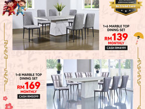 Makan Besar Lebih Mewah dengan Set Meja Makan Marble dari Chan Furniture!