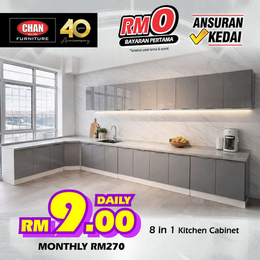 Dapur Idaman Kini Bukan Lagi Mimpi Dengan Set Kabinet 8-dalam-1!