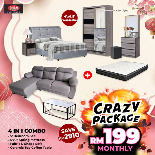 Ubah Suai Bilik Tidur dan Ruang Tamu Anda dengan "Crazy Package" di Chan Furniture!