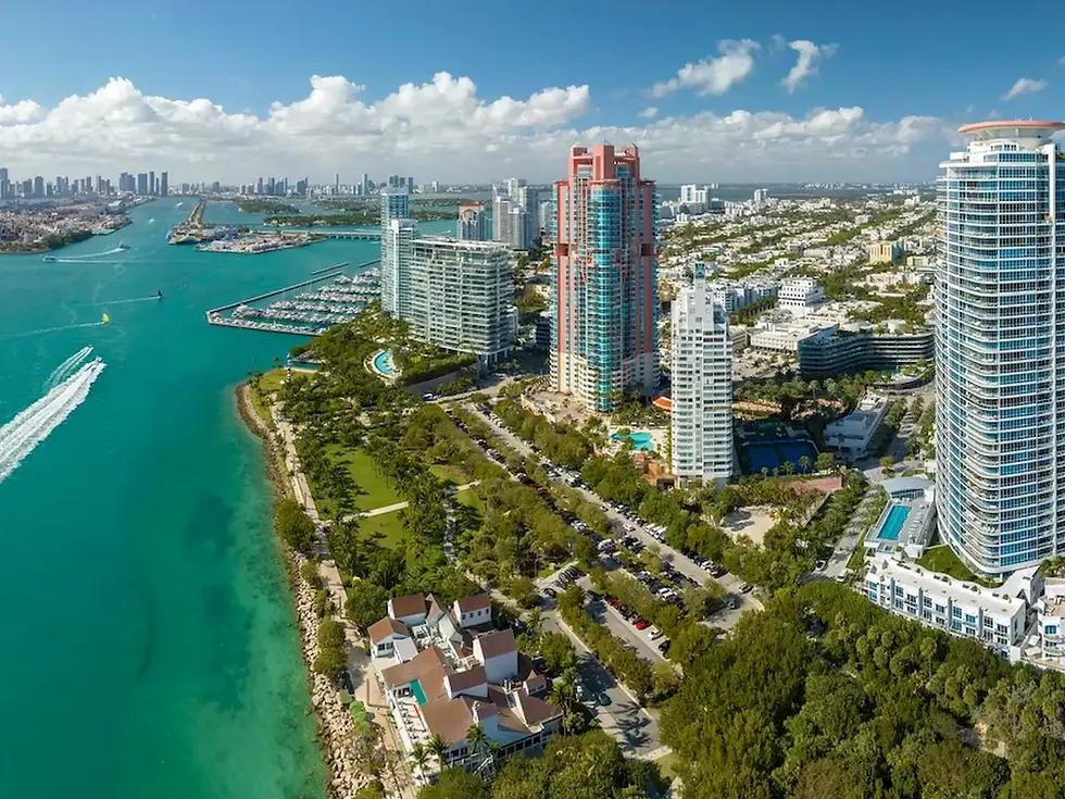 Vista aérea de la costa de Miami Florida