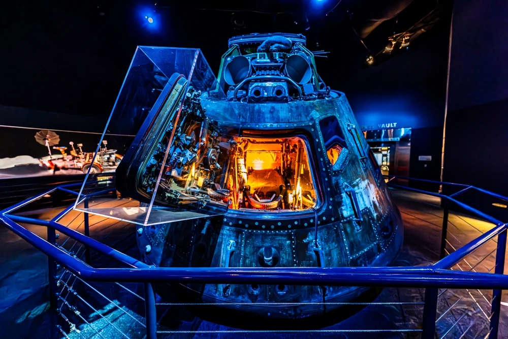 The interior of a NASA aircraft exhibited at Space Center Houston.