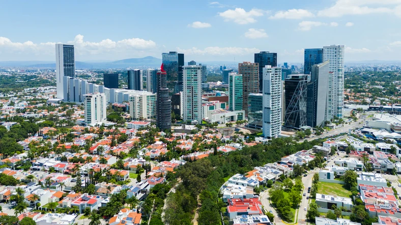 Aerial view of Guadalajara city skyline.