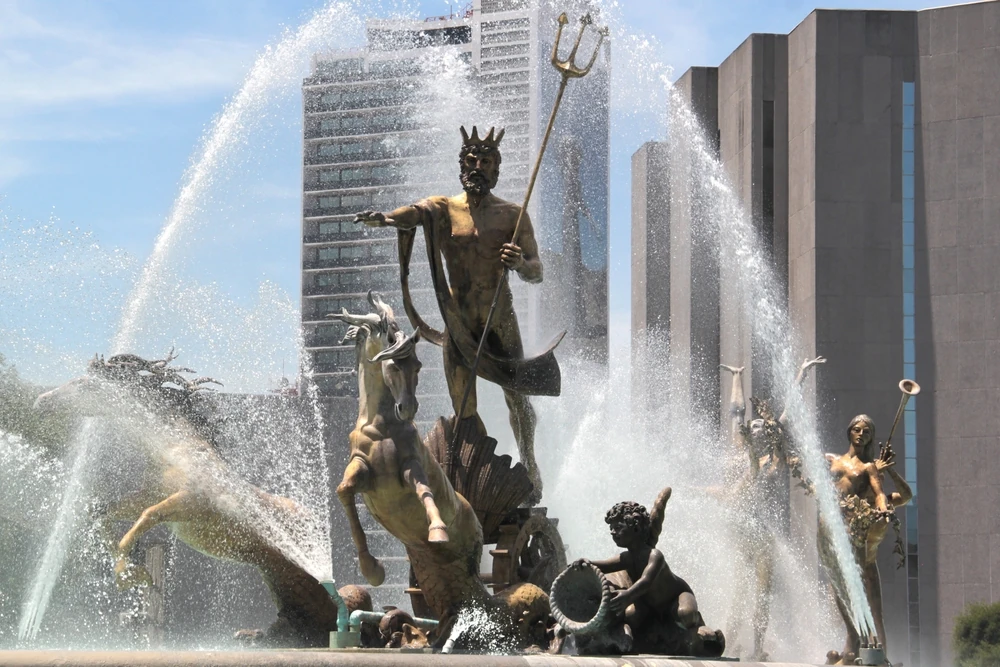 Neptune Fountain, an iconic landmark in Macroplaza, Monterrey.
