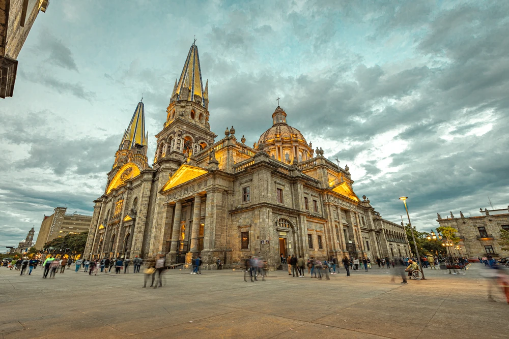 Guadalajara Cathedral on a cloudy day.