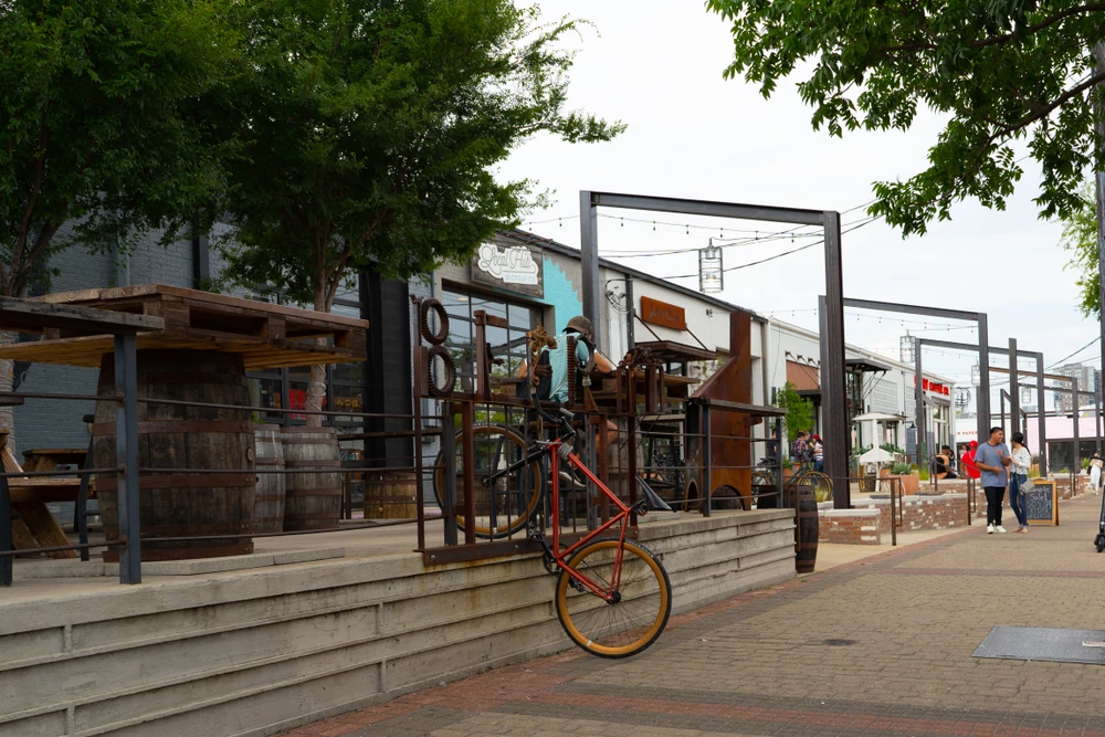 Downtown Deep Ellum view from Main St sidewalk.
