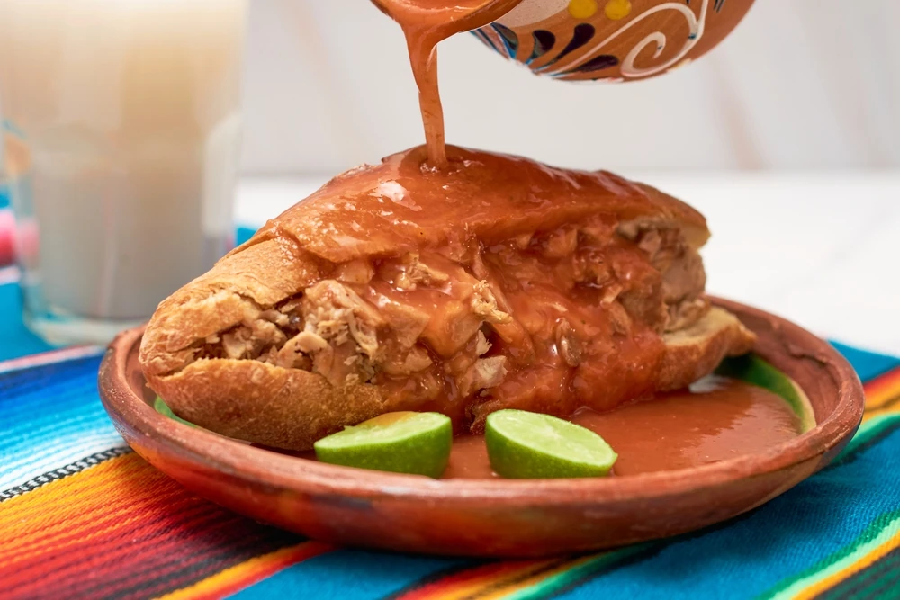 Tortilla ahogada, a typical meal of Guadalajara.