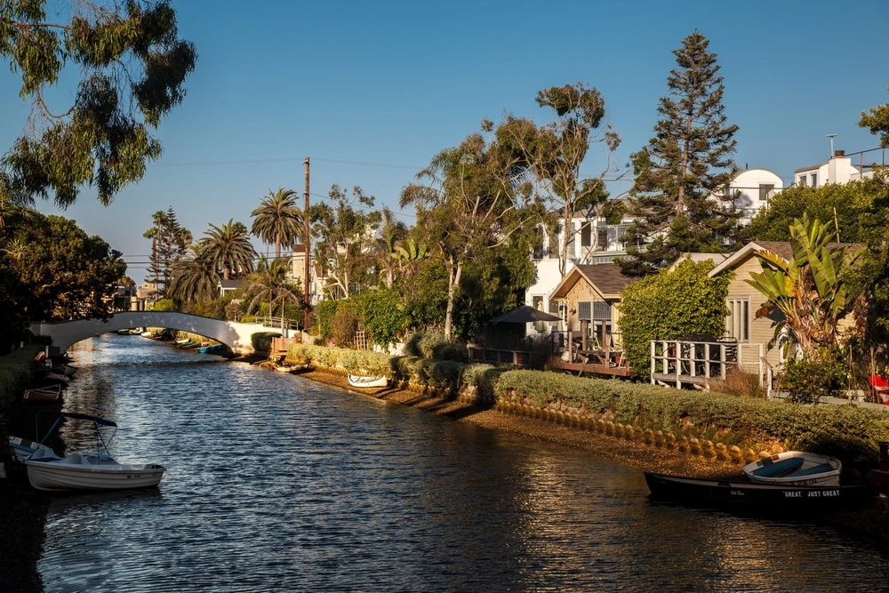Venice canals in Venice Beach neighborhood, LA.