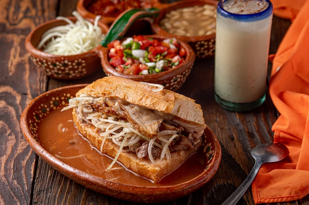 Tortilla ahogada, a typical meal in Guadalajara.