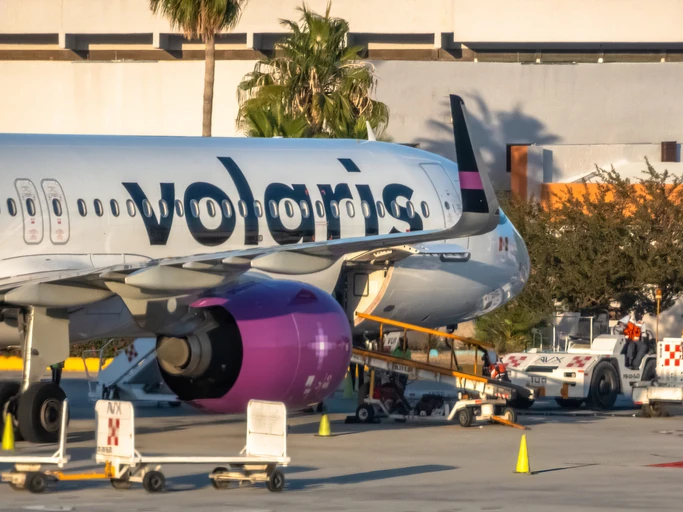 Volaris airbus at the airport.