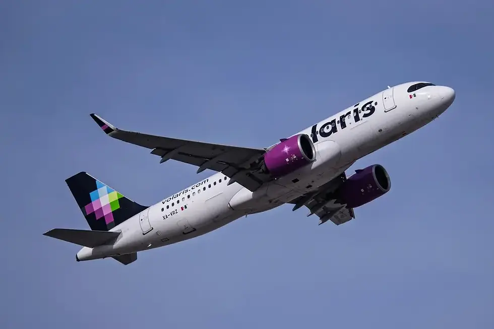 Volaris airplane in flight representing when is Volaris Anniversary Sale travel deals
