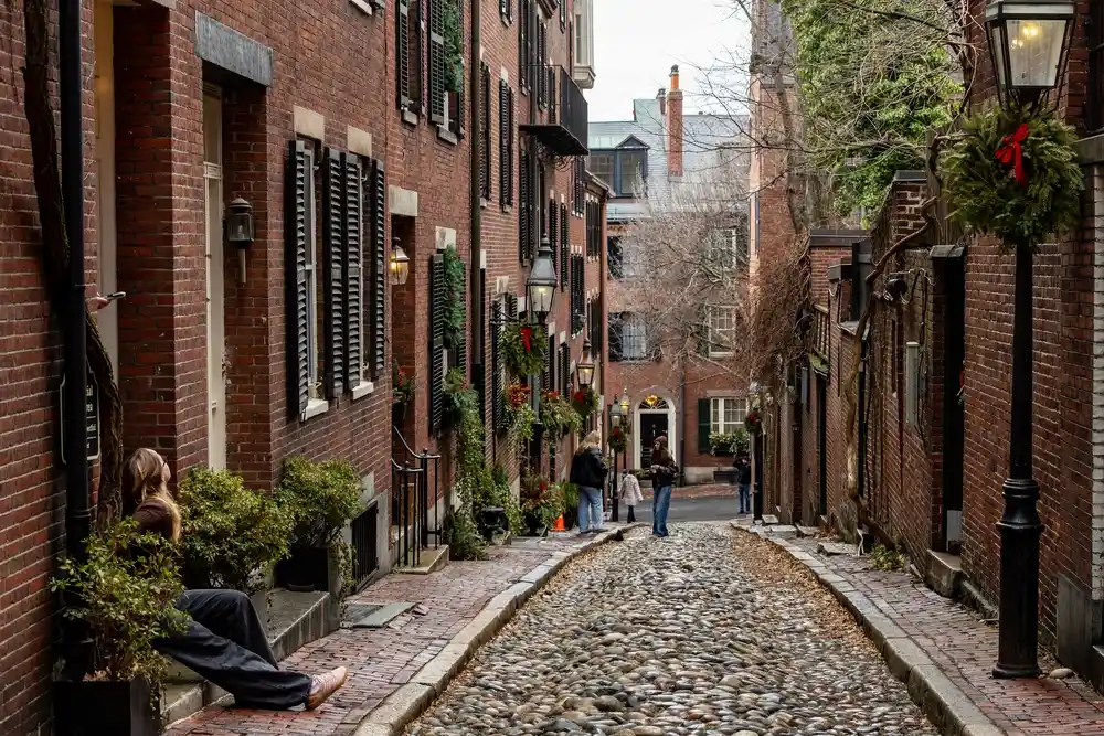 Calles adoquinadas de Beacon Hill, Boston.