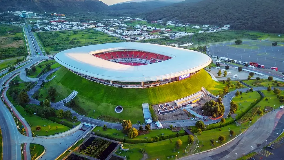Vista aérea de Estadio Akron de fútbol en México