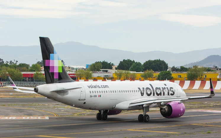 Volaris airbus in the airport platform.