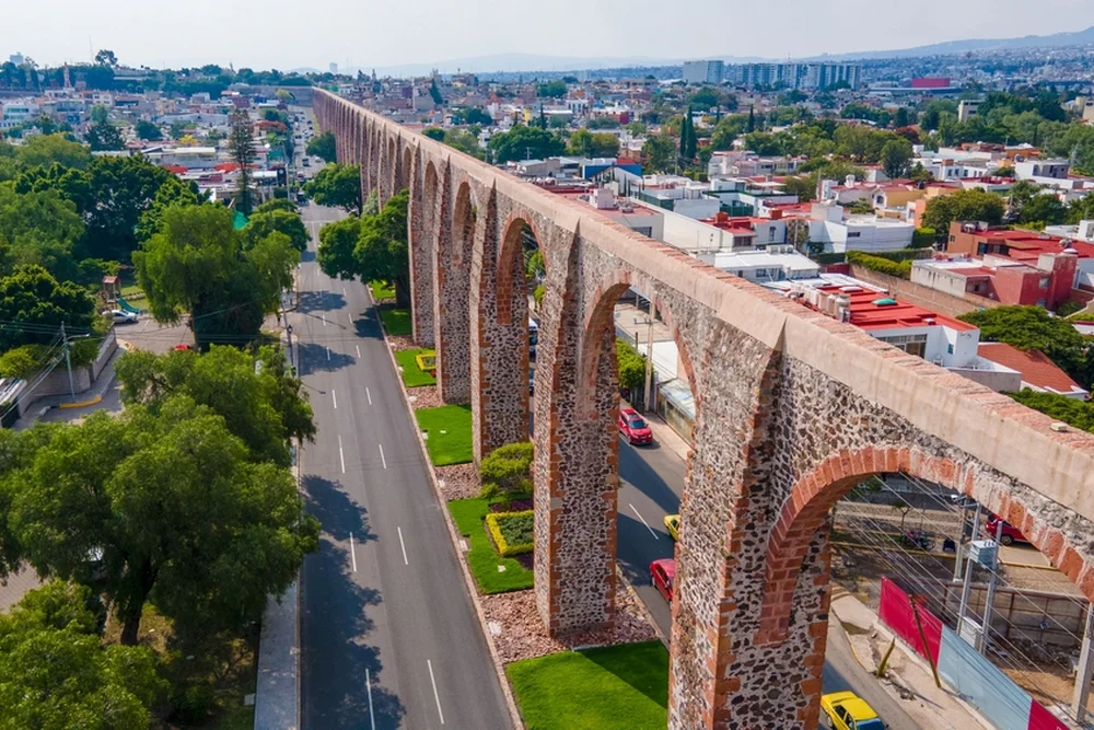Vista aérea del acueducto de Querétaro