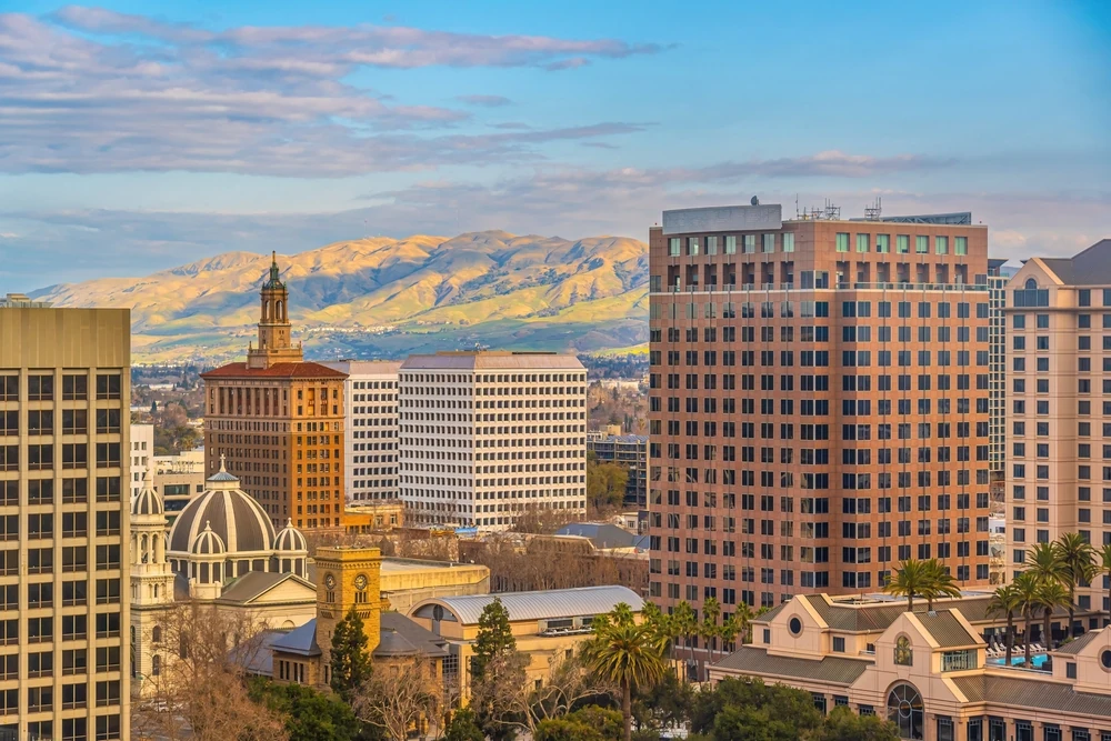 Silicon Valley skyline at daylight. San Jose, CA.