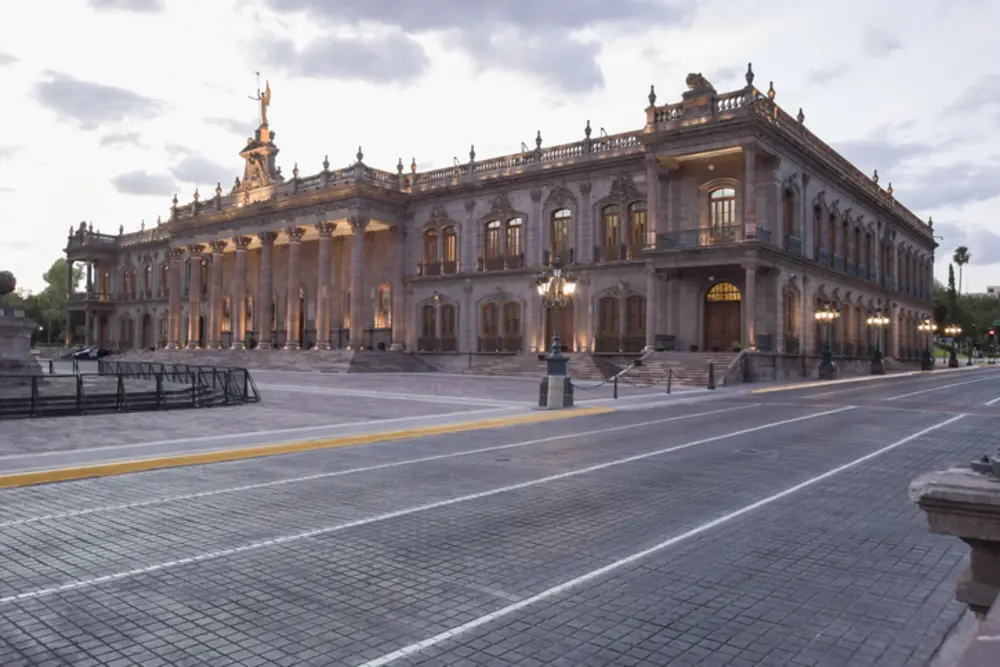Panoramic view of the Government Palace in Monterrey's historic center