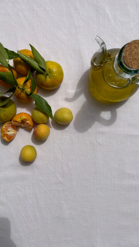 evoo and fruits on the table