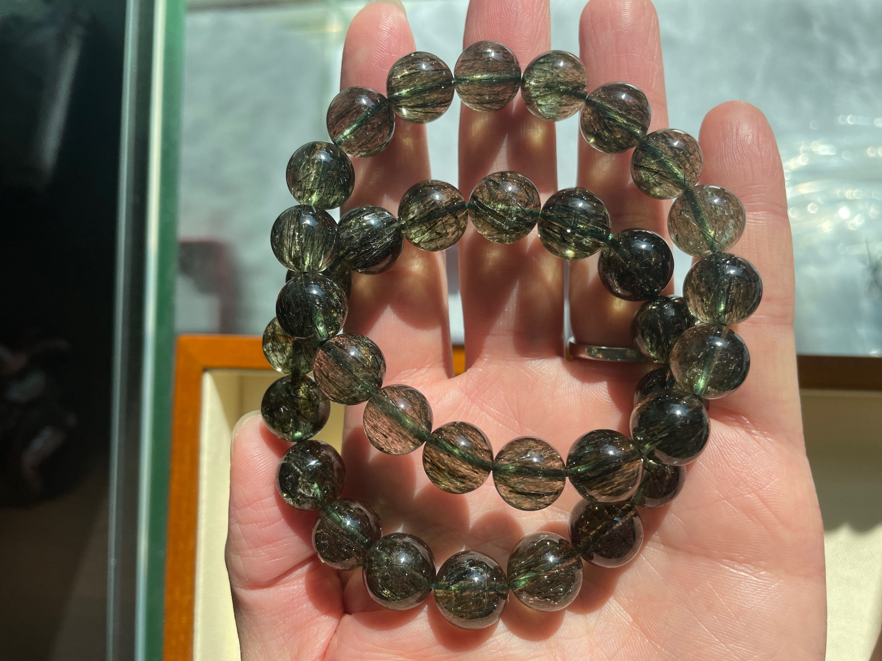 High Quality Green Rutilated Quartz Bracelet - 11MM & 16cm