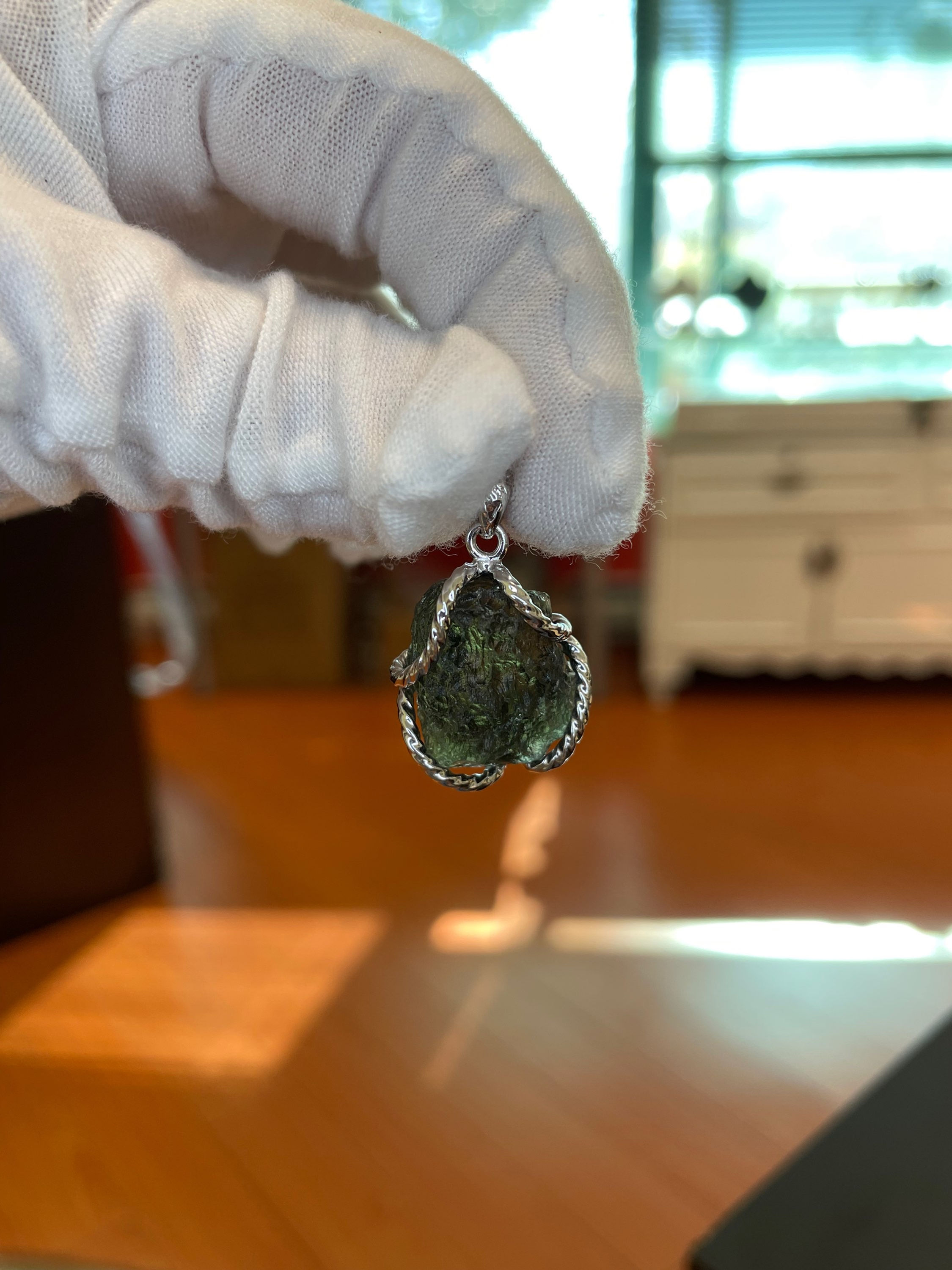 Moldavite Pendant - raw form