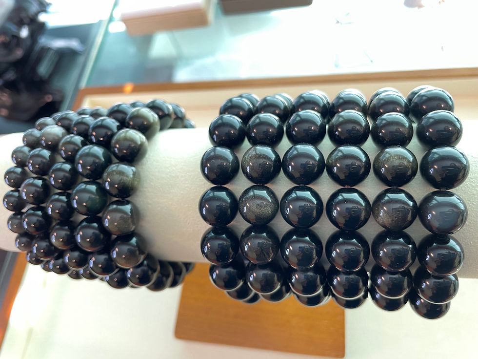 Thumbnail: Silver Sheen Obsidian Bracelet