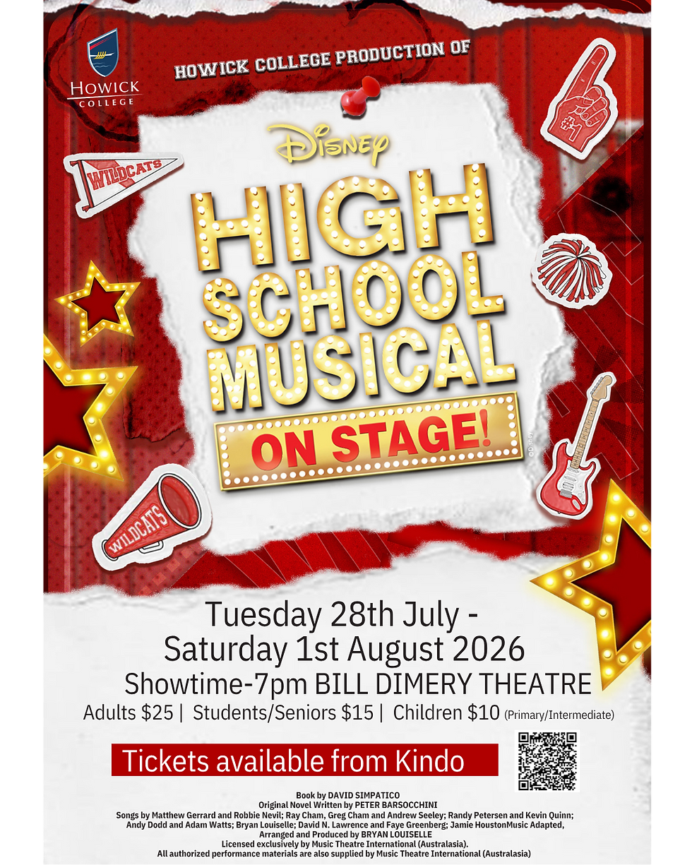 Image of a curtain with High School Musical on Stage